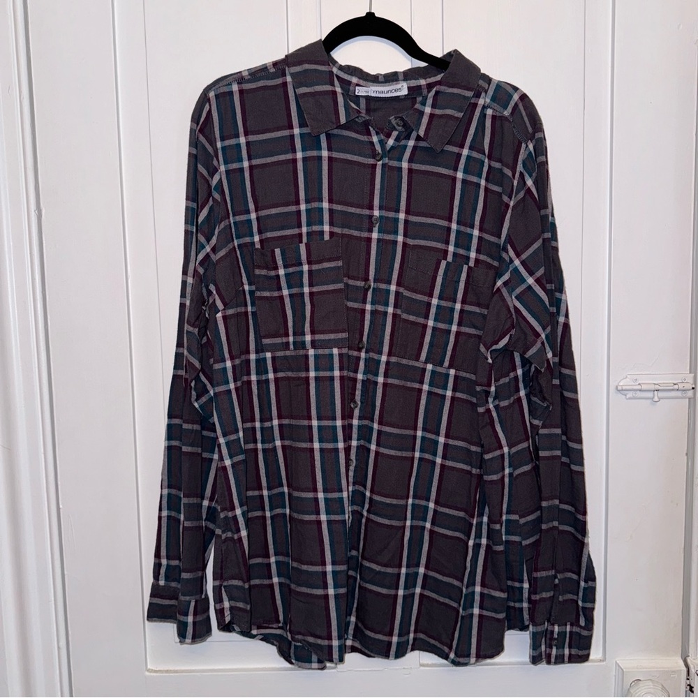 ✨maurices multicolor plaid button down flannel shirt✨